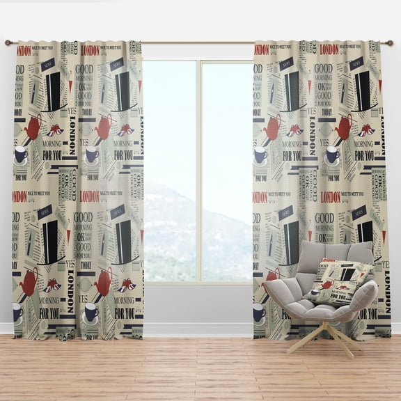 Designart 'London Good Morning Retro' Modern & Contemporary Curtain Panel