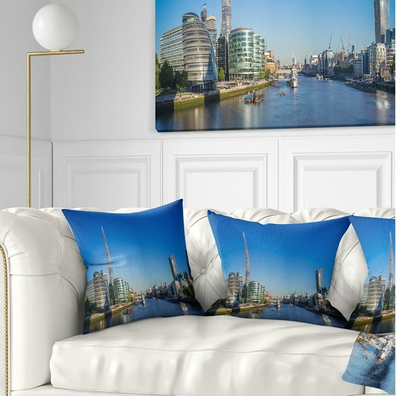 Designart London Panoramic Shot - Cityscape Photo Throw Pillow - 18x18