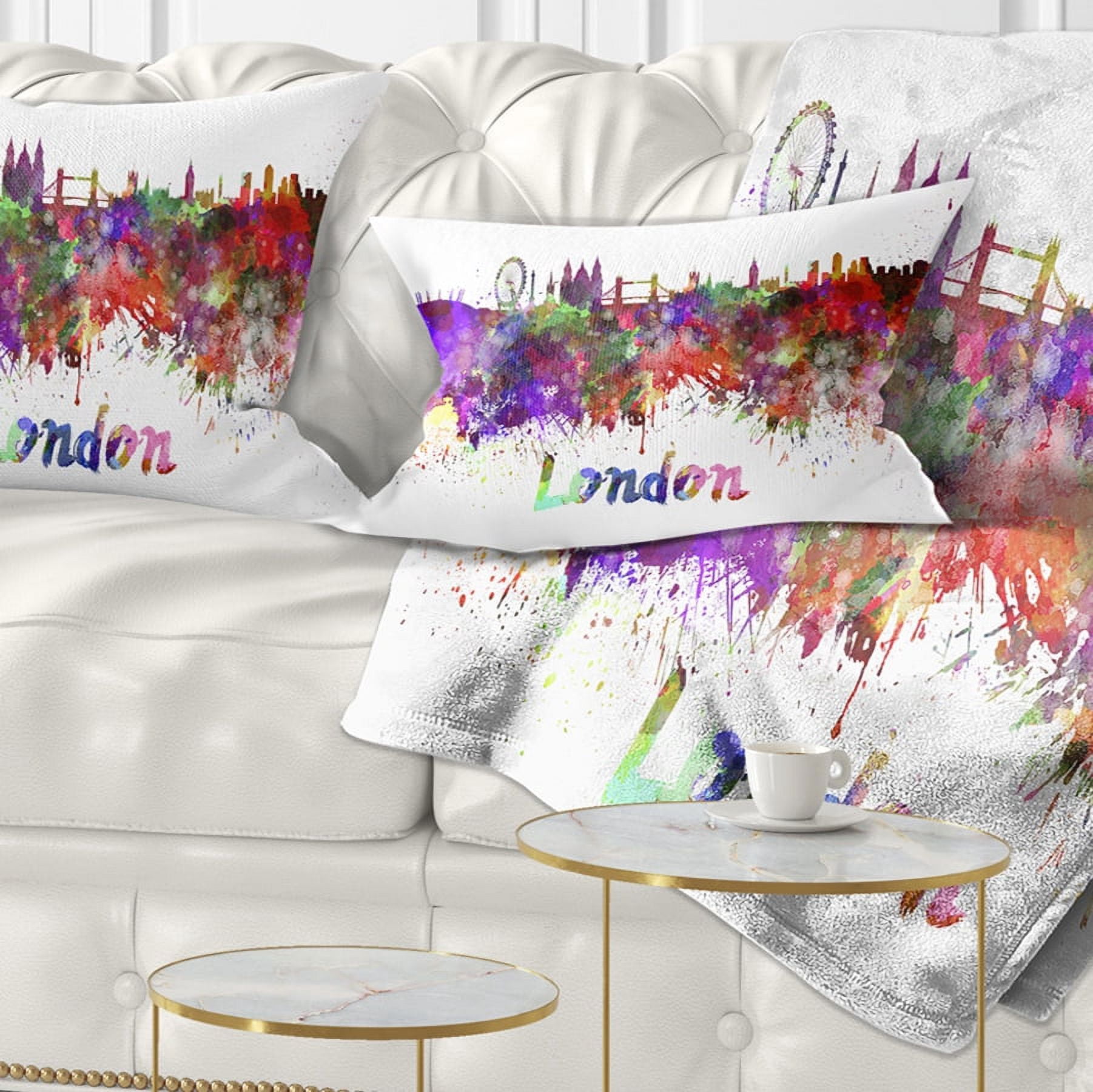 Designart London Skyline - Cityscape Throw Pillow - 12x20