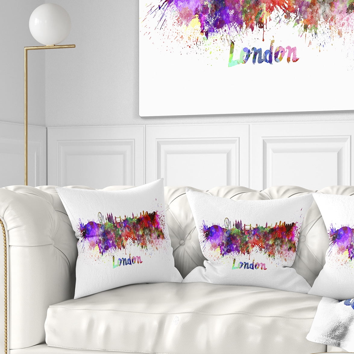 Designart London Skyline - Cityscape Throw Pillow - 16x16