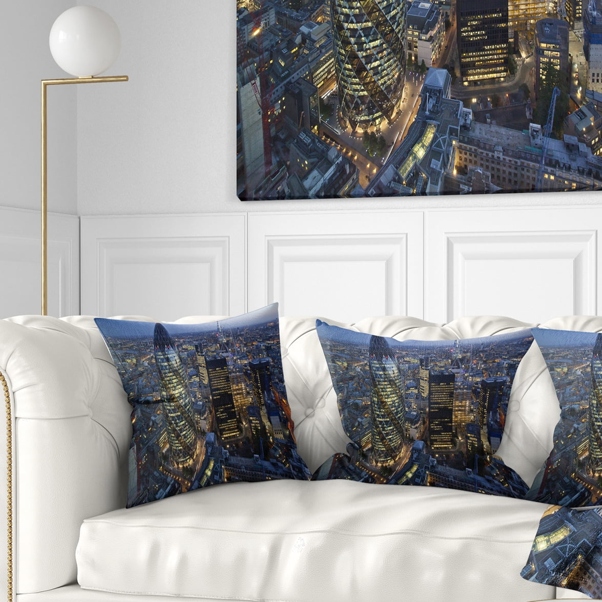 Designart London Skyline at Sunset - Cityscape Throw Pillow - 16x16