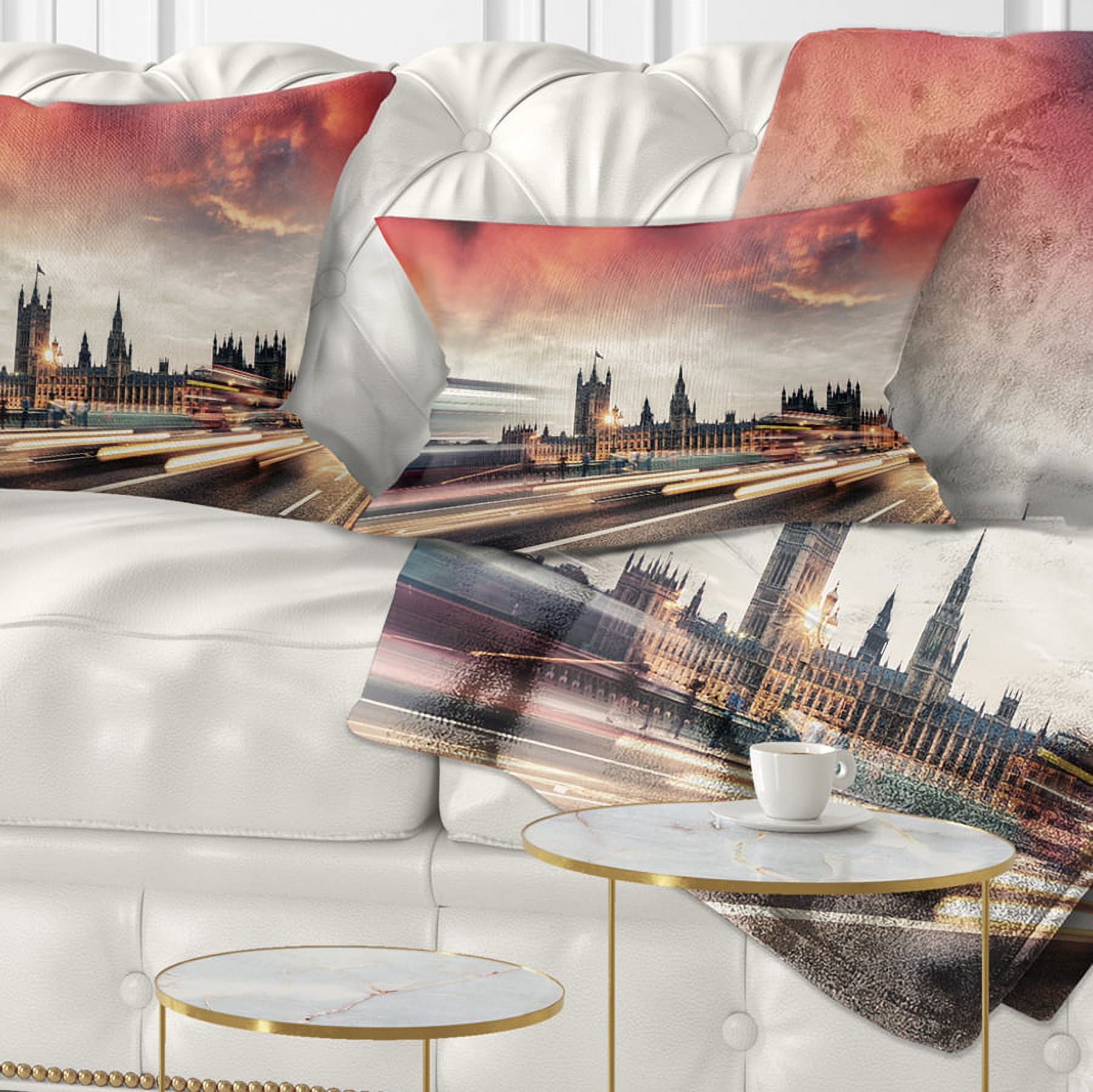 Designart London Westminster Bridge - Cityscape Photo Throw Pillow - 12x20