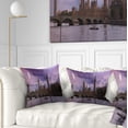 thumbnail image 1 of Designart London with Purple Sky at Sunset - Cityscape Photo Throw Pillow - 16x16, 1 of 5