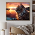 thumbnail image 1 of Designart "Lone Cat At Dusk" Animals Cat Floater Framed Wall Art Living Room, 1 of 5