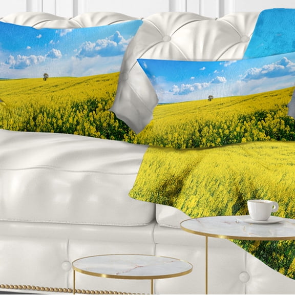 Designart Lone Tree in Blooming Cozla Park - Contemporary Landscape Printed Throw Pillow - 12x20