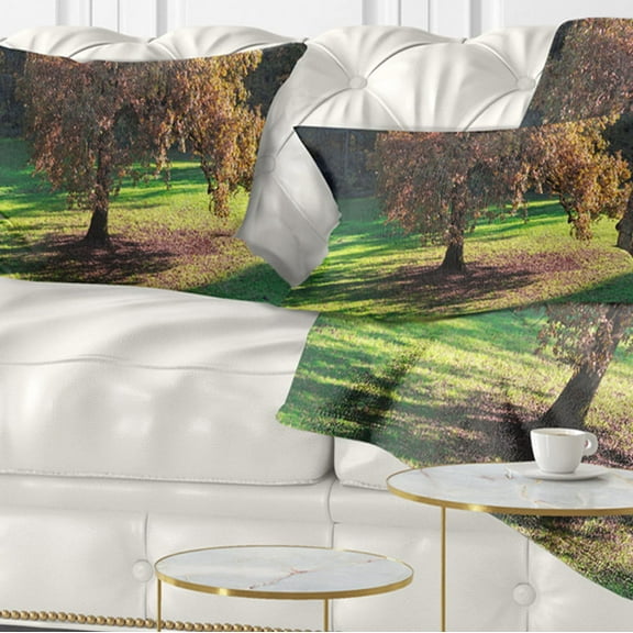 Designart Lonely Beautiful Autumn Tree - Landscape Printed Throw Pillow - 12x20