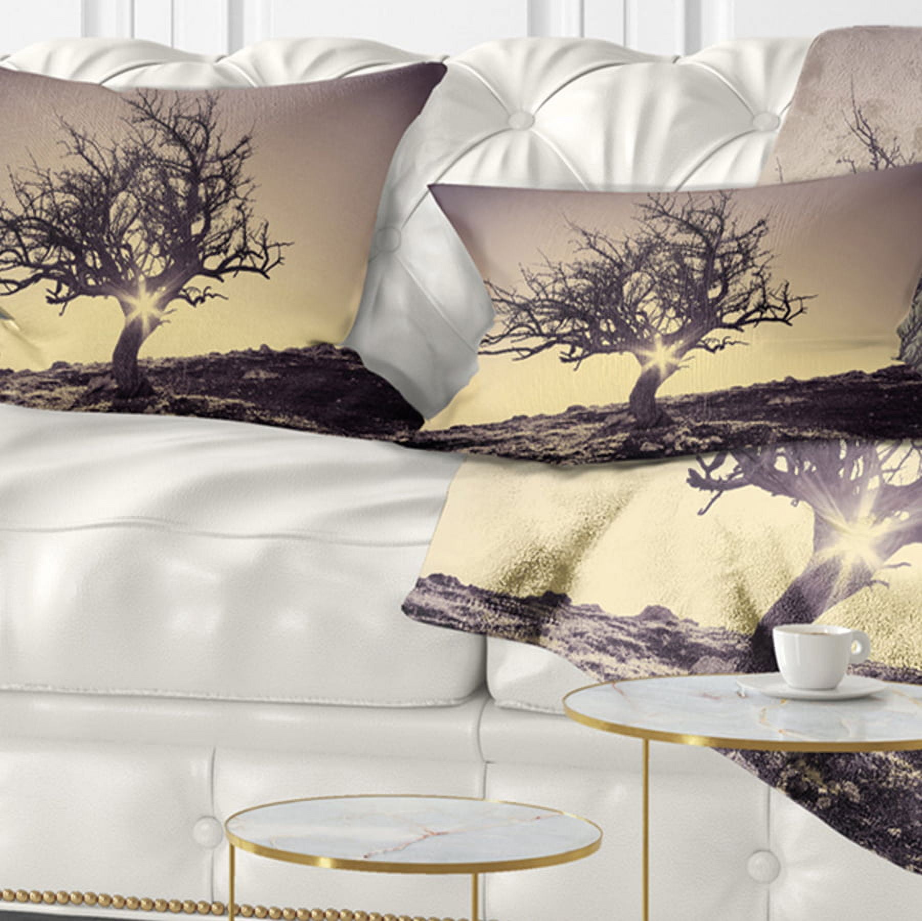 Designart Lonely Grey Tree in Mountain - Landscape Printed Throw Pillow - 12x20