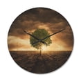 thumbnail image 1 of Designart 'Lonely Tree under Dramatic Sky at Evening Glow' Modern Wood Wall Clock, 1 of 5