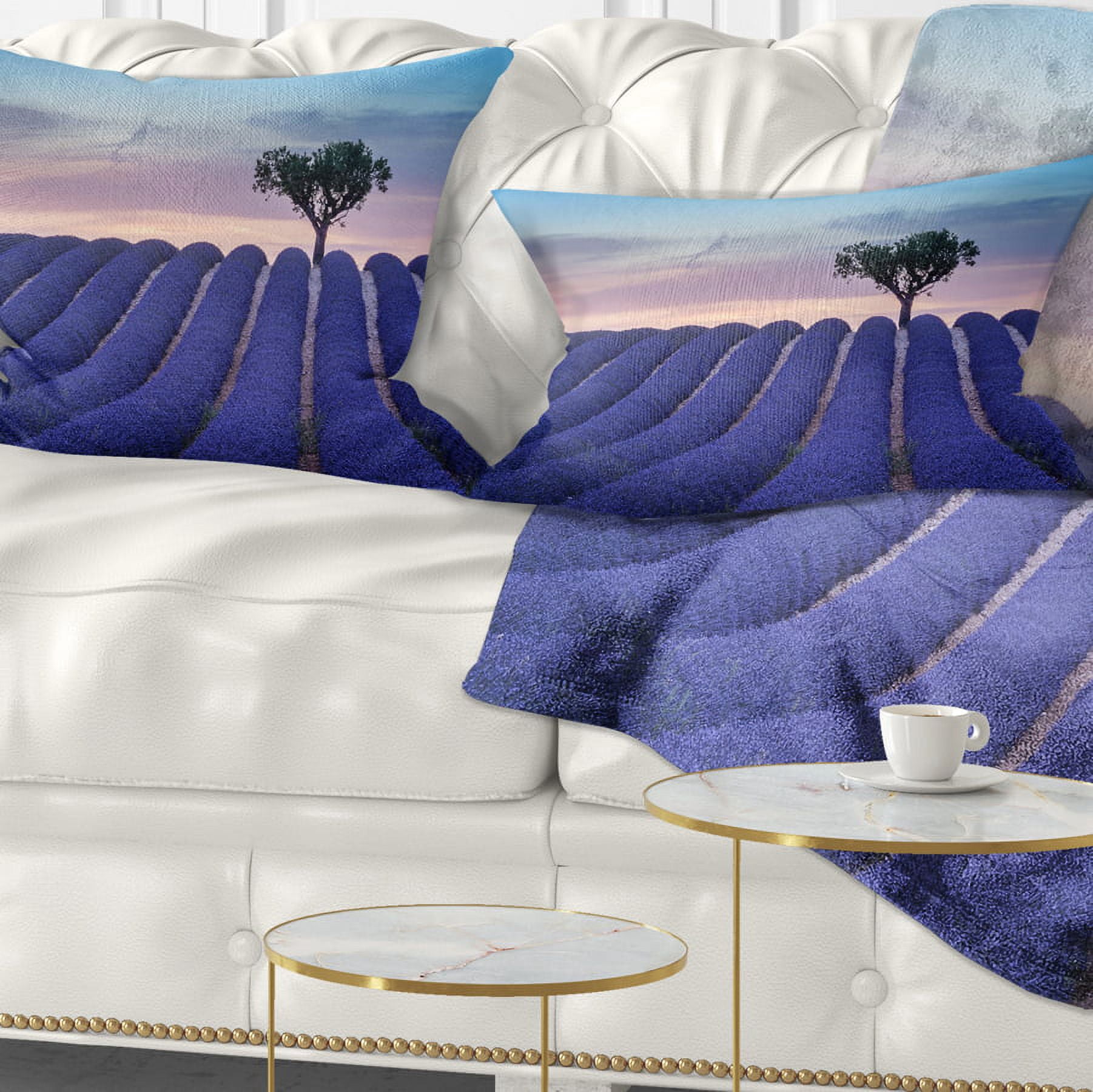 Designart Lonely Trees Uphill on Sunset - Landscape Printed Throw Pillow - 12x20