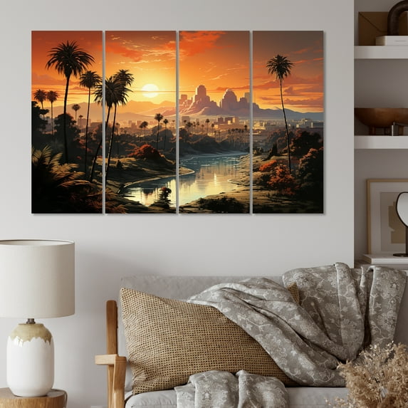 Designart "Los Angeles City Of Angels Urban Majesty III" Los Angeles Wall Art Prints Set