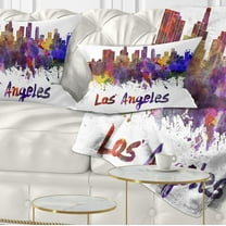 Designart Los Angeles Skyline - Cityscape Throw Pillow - 12x20