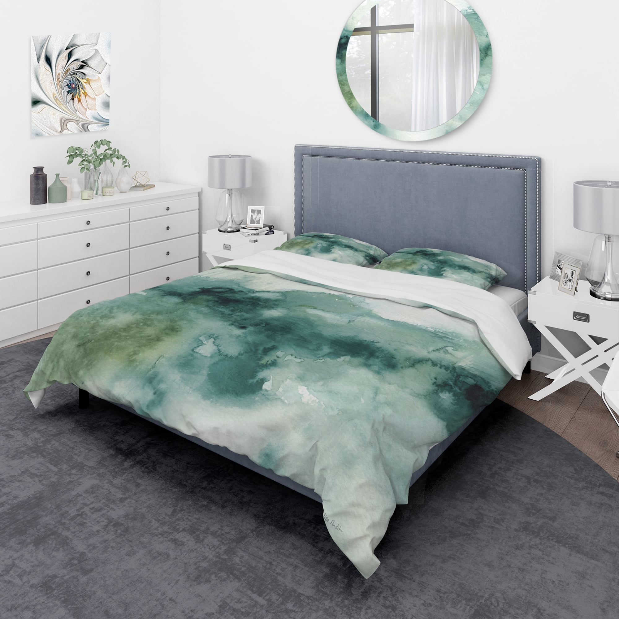 Designart 'Lost into the Blue' Geometric Duvet Cover Set