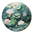thumbnail image 1 of Designart "Lotus Pond Asian Painting II" Asian Oversized Wall Clock, 1 of 5