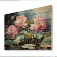 thumbnail image 1 of Designart "Lotus Pond China Art painting I" Chinese Print on Natural Pine Wood, 1 of 5