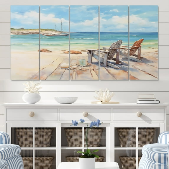 Designart "Lounging by the Coast II" Coastal Art Living Room Set