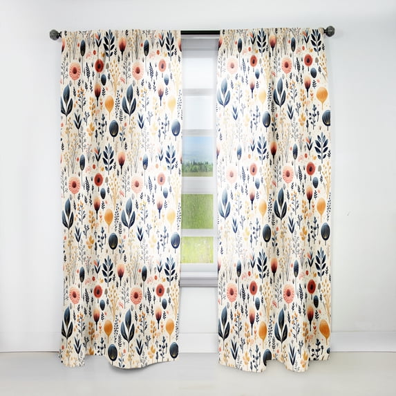 Designart "Love In The Wild Coral And Beige Flower I" Floral Room Darkening Curtain Panel