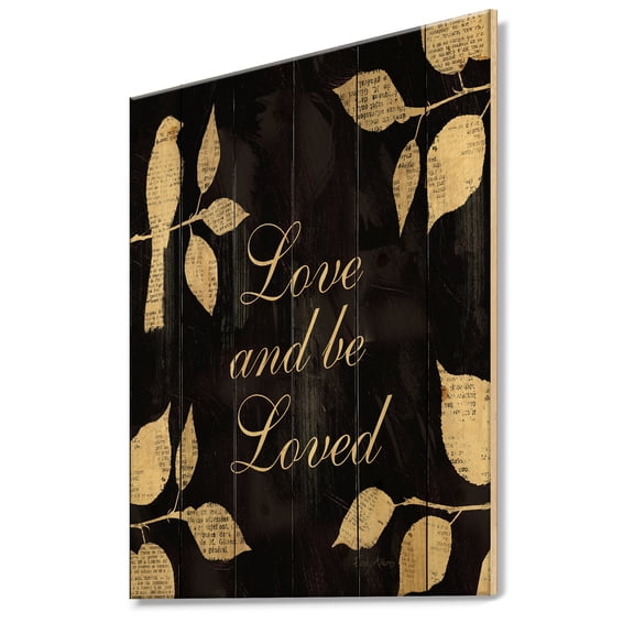 Designart 'Love and Be Loved Cottage Collage' Lake House Print on Natural Pine Wood