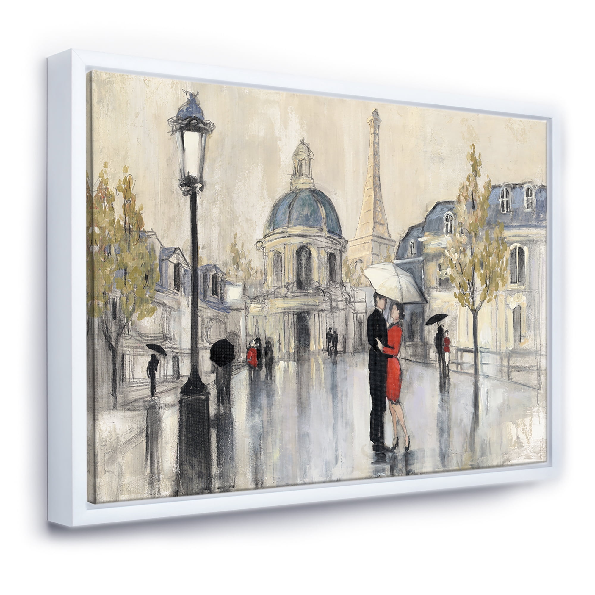 Designart ' Love in Paris I ' Romantic French Country Framed Canvas