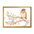 thumbnail image 1 of Designart 'Lovely Bird Sitting On Branch of Sakura With Butterflies' Traditional Framed Art Print, 1 of 4