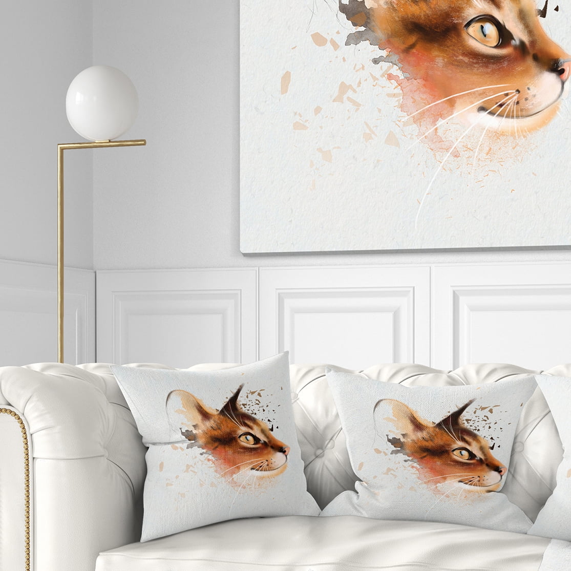 Designart Lovely Brown Cat Watercolor Sketch - Animal Throw Pillow - 18x18