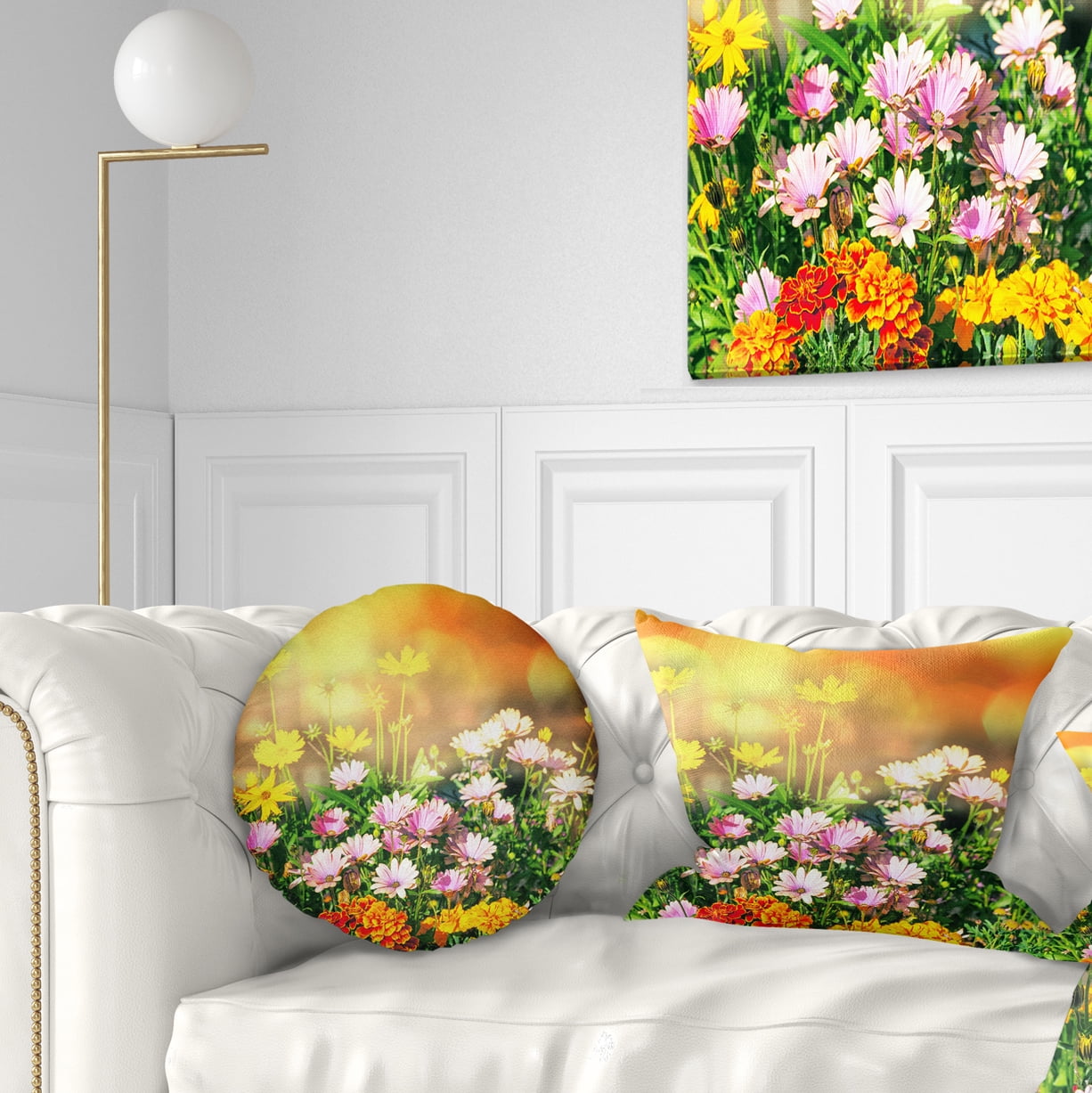 Designart Lovely Multi Color Little Flowers - Floral Throw Pillow - 12x20