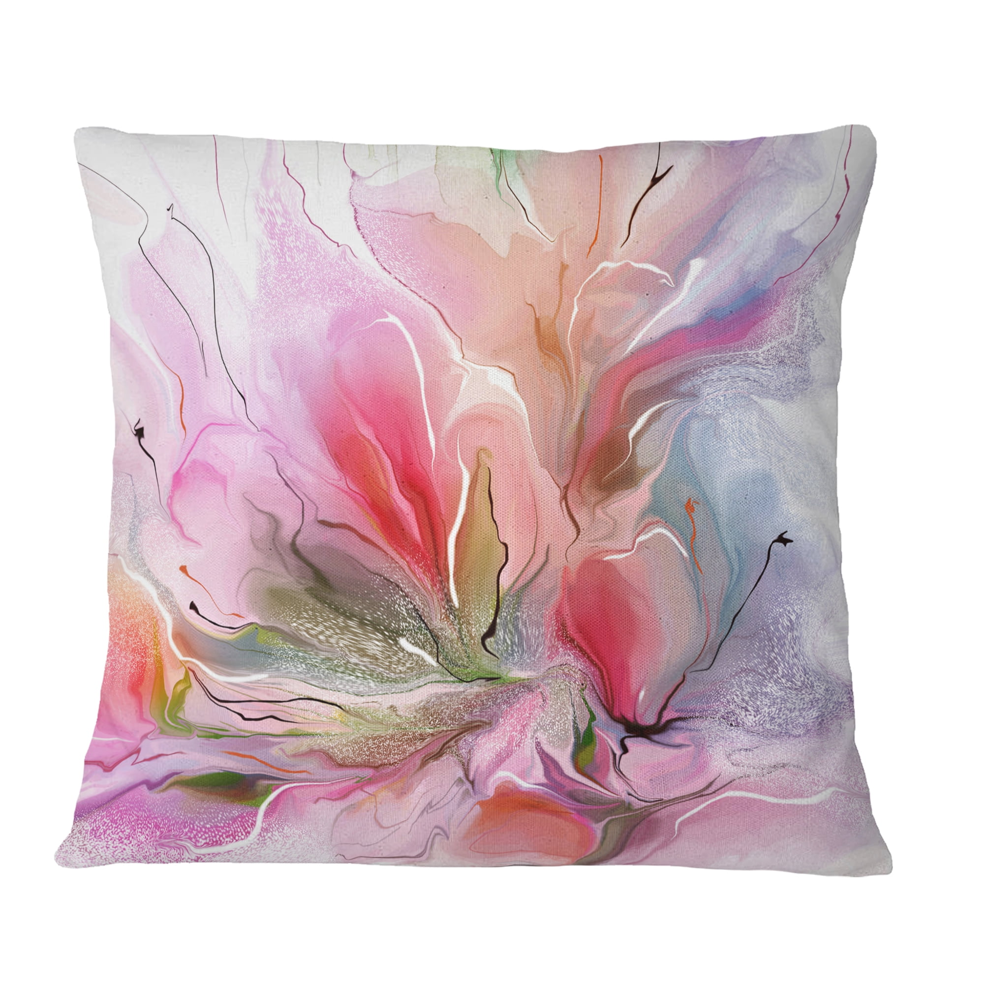Designart Lovely Painted Floral Design - Floral Throw Pillow - 18x18