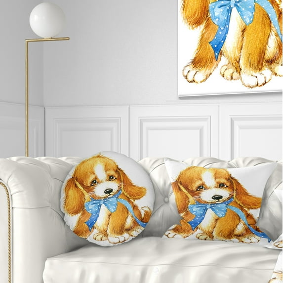 Designart Lovely Puppy Dog Watercolor - Contemporary Animal Throw Pillow - 12x20