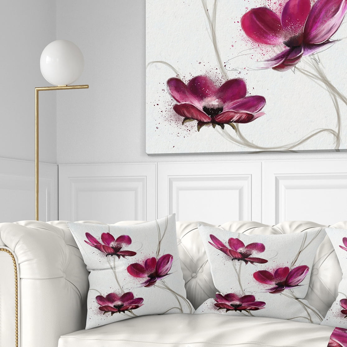 Designart Lovely Red Watercolor Poppies - Flowers Throw Pillowwork - 16x16