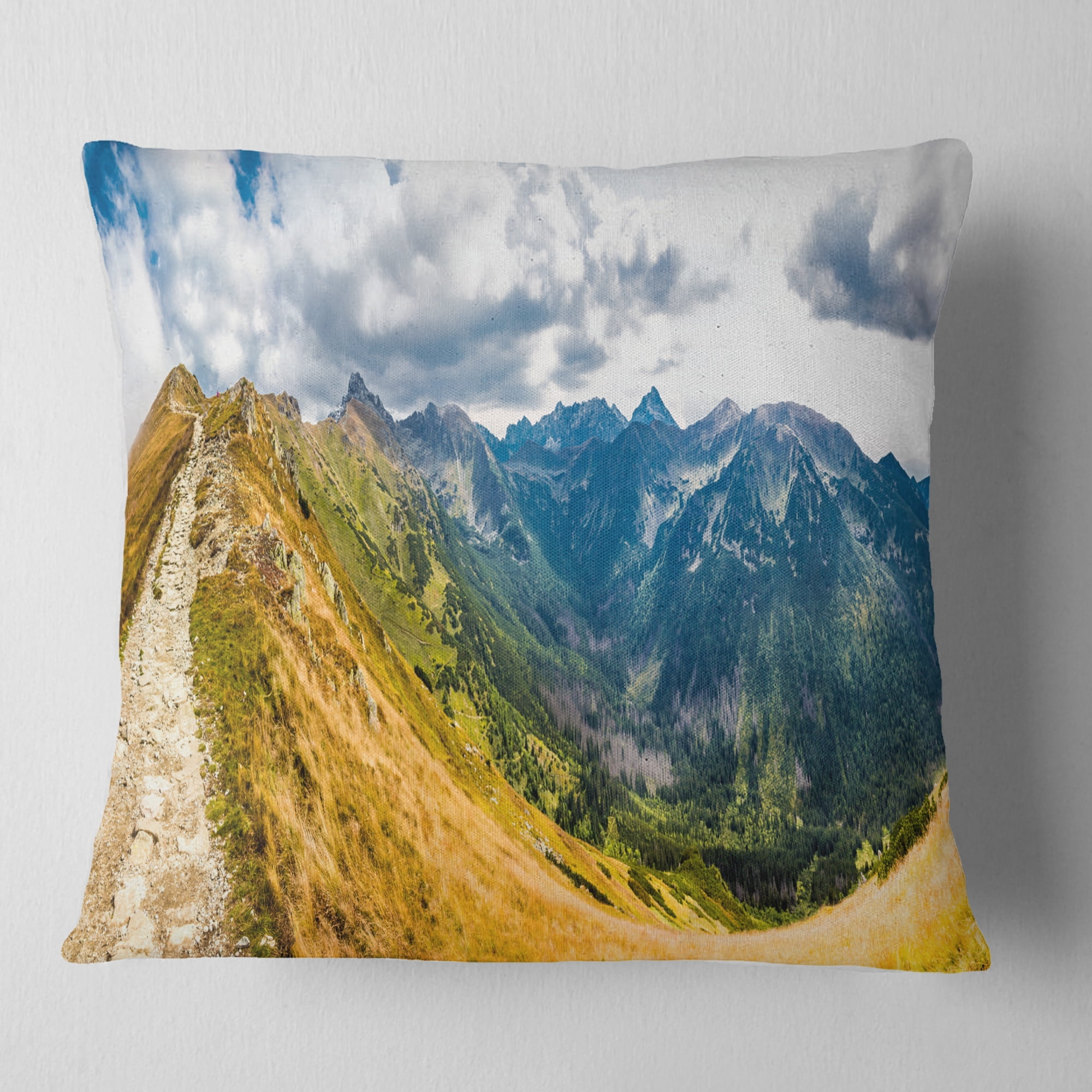 Designart Low Tatras Hike Panorama - Landscape Printed Throw Pillow - 16x16