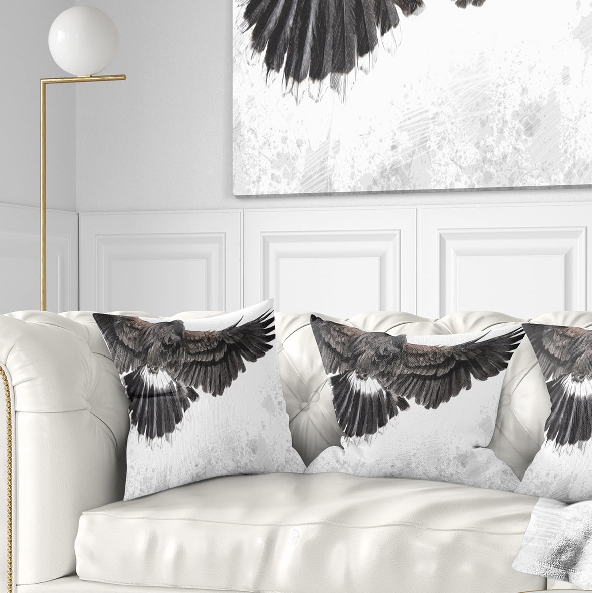 Designart Low flying Eagle Illustration - Animal Throw Pillow - 18x18