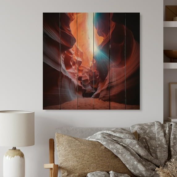 Designart "Lower Canyon Enchantment III" Canyon & Desert Print on Natural Pine Wood