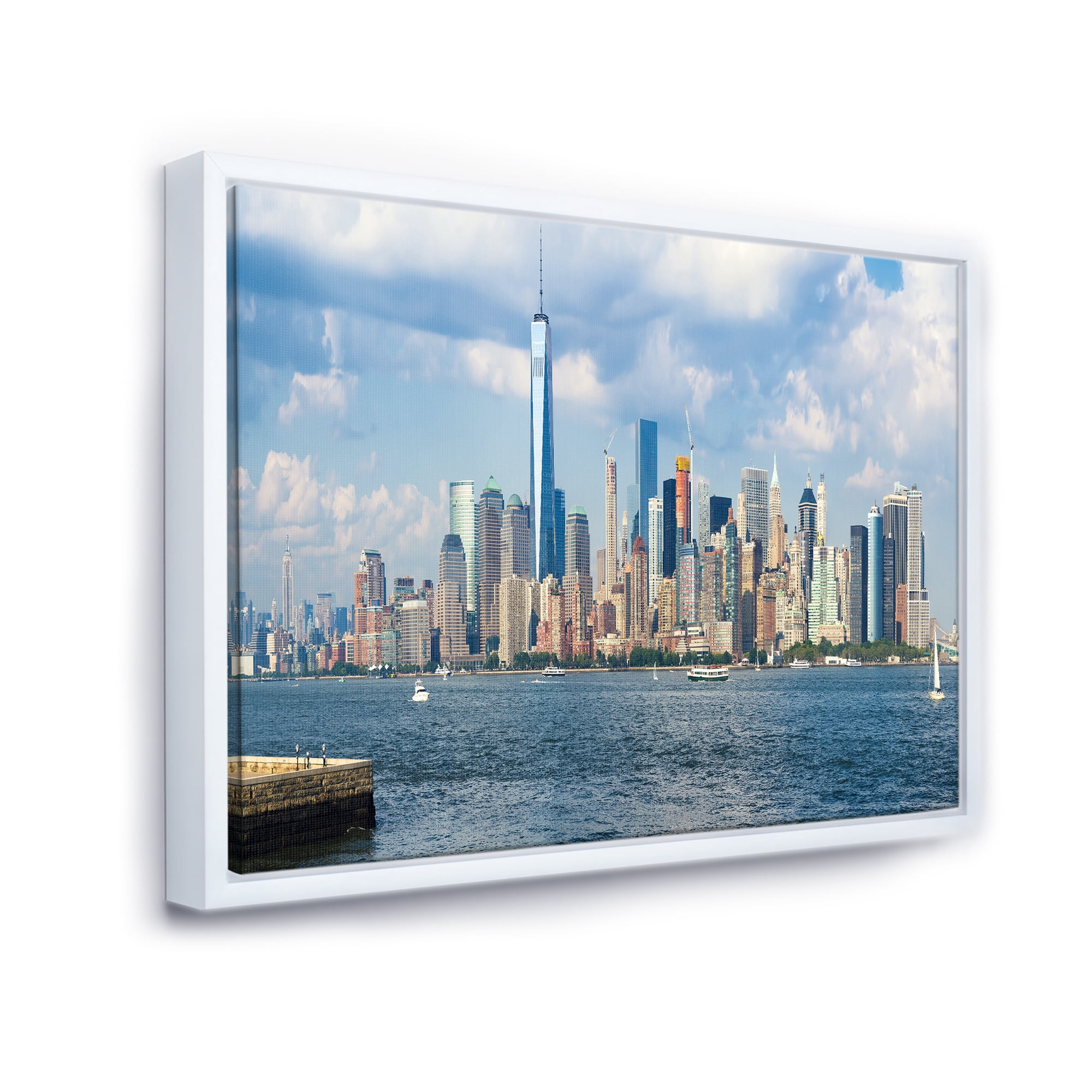 Designart ' Lower Manhattan Skyline Panorama ' Cityscape Framed Canvas Art Print