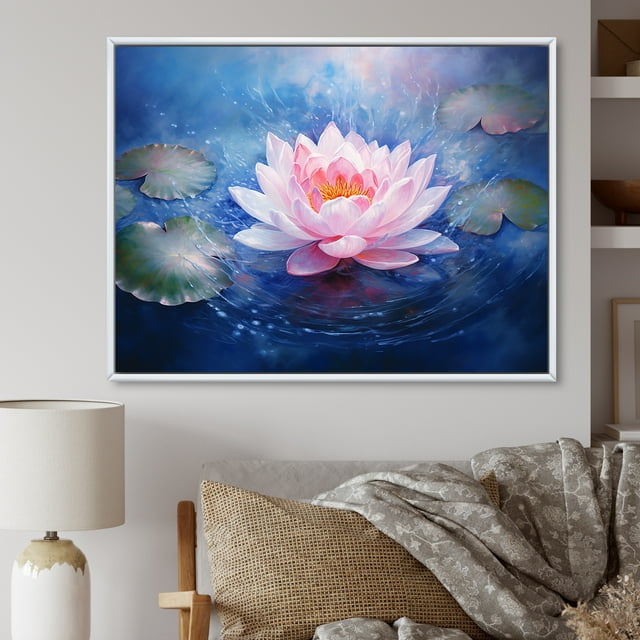 Designart "Luminescent Lotus Dream I" Lotus Floater Framed Wall Art Prints
