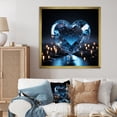 thumbnail image 1 of Designart "Luminous Blue Transparent Heart I" Abstract Shapes Picture Framed Wall Art Prints, 1 of 5
