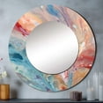 thumbnail image 1 of Designart "Luminous Liquids in Blue and Pink I" Abstract Rund Mirror For Wall Decor - Large Blue Round Print Mirror - Round Glam Mirror 23" x 23" Inch - Wall Mounted Round Large Mirror, 1 of 5