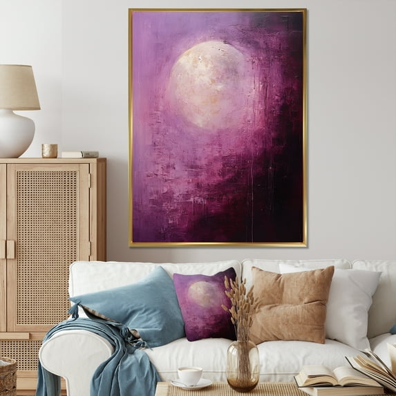 Designart "Luminous Mystery Of The Moon II" Moon Floater Framed Canvas Prints