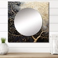 thumbnail image 1 of Designart "Luminous Tangle Golden Branch II" Tree Monochrome Square Mirror Wall Decor Traditional - Large Gold Square Bathroom Mirror - Square Printed Wall Mirror Art, 1 of 5