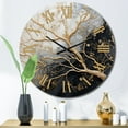 thumbnail image 1 of Designart "Luminous Tangle Golden Branch III" Tree Monochrome Oversized Wall Clock, 1 of 5