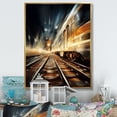 thumbnail image 1 of Designart "Luminous Trail Train Under Lights II" Modern Floater Framed Canvas Print, 1 of 7