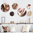thumbnail image 1 of Designart "Luscious Liquid Gold In Subdued Pink And Taupe IV" Abstract Liquid Ink Metal Wall Art Set of 5 Piece, 1 of 5