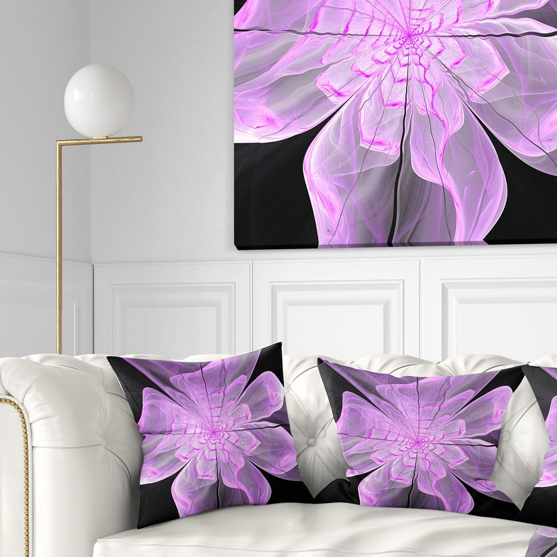 Designart Lush Purple Digital Art Fractal Flower - Floral Throw Pillow - 18x18