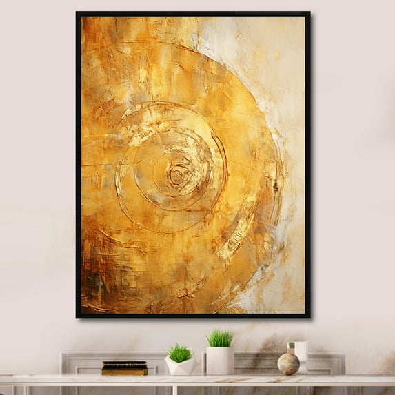 Designart "Lush Vortex In Copper And Gold I" Abstract Spirals Floater Framed Canvas Art Print
