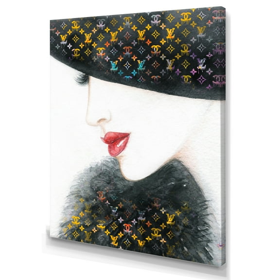 Designart Luxurious Female Portrait With Hat II Canvas Wall Art