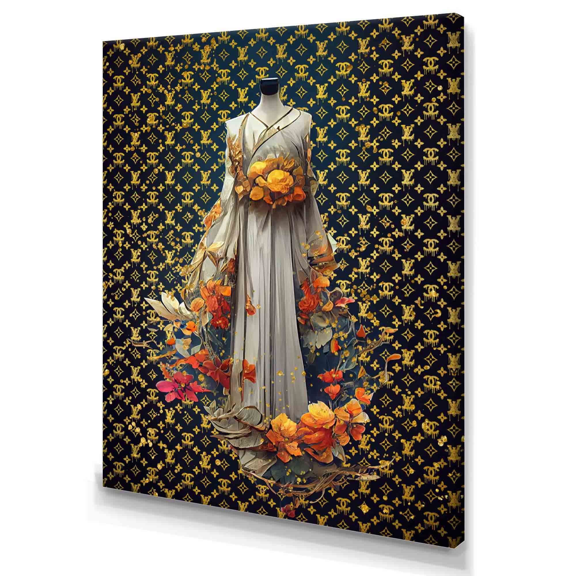 Designart Luxurious Floral Dress Design Canvas Wall Art