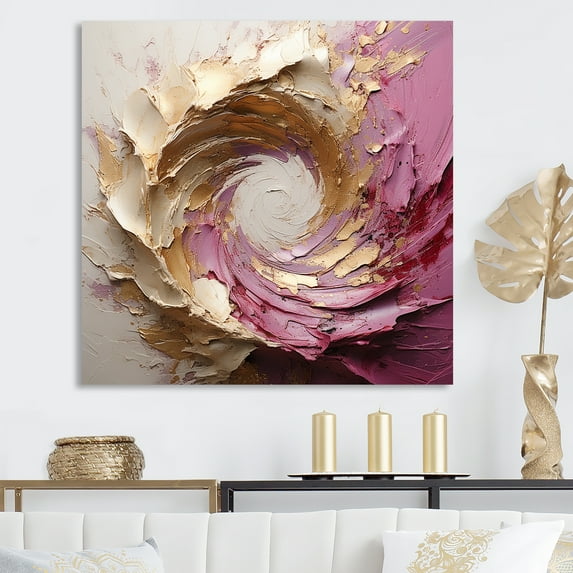 Designart "Luxurious Gold & Pink Pottery Spirals" Abstract Spirals Wall Art Prints