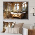 thumbnail image 1 of Designart "Luxurious Golden Bathroom III" Bath & Laundry Floater Framed Canvas Print, 1 of 7