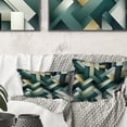 thumbnail image 1 of Designart "Luxurious Green and Gold Geometry" Geometric Printed Throw Pillow, 1 of 5