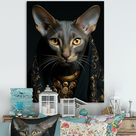 Designart "Luxurious Oriental Cat Depiction I" Animals Cat Wall Art Prints