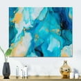 thumbnail image 1 of Designart "Luxury Abstract Fluid Art in Turquoise IV" Fractals Metal Art Living Room, 1 of 5