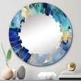 thumbnail image 1 of Designart "Luxury Blue and Gold Abstract Fluid Art VII" Fractals Round Wall Mirror - Modern Oval Printed Decorative Oversized Mirror - Multiple Color Options, 1 of 4